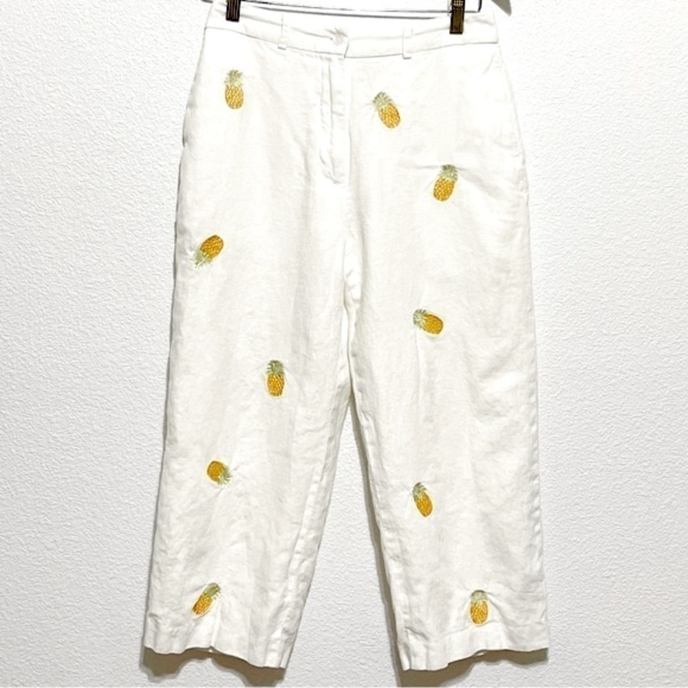 Paraphrase Petite Woman 100% LINEN Pineapple Pants Size 6P